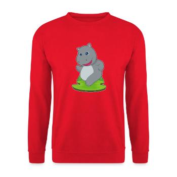 Hippopotamus Jogger Jogging Sports - Unisex Sweatshirt - red - Front - Alina (178cm) & Michal (187cm)