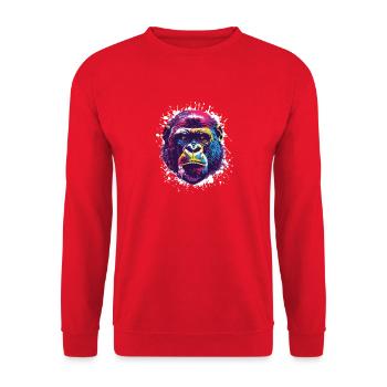 Gorilla Pop Art Monkey Monkey - Unisex Sweatshirt - red - Front - Alina (178cm) & Michal (187cm)