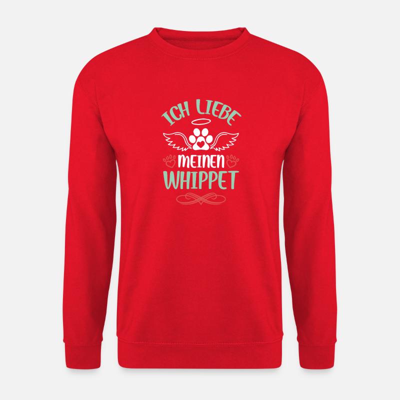 WhippetLiebe mit Flügeln - Unisex Pullover - Rot