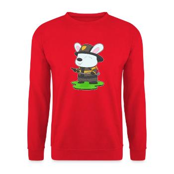 Hase Feuerwehrmann Feuerlöscher Feuerwehr - Unisex Pullover - Rot - Vorne - Alina (178cm) & Michal (187cm)