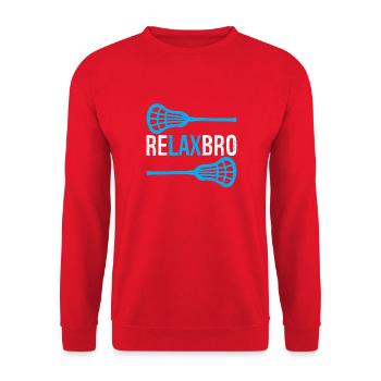Relax Bro Lacrosse - Unisex Pullover - Rot - Vorne - Alina (178cm) & Michal (187cm)