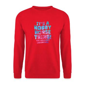 Cheval de Hobby Slogan Shirt - Sweat-shirt Unisexe - rouge - Devant - Alina (178cm) & Michal (187cm)