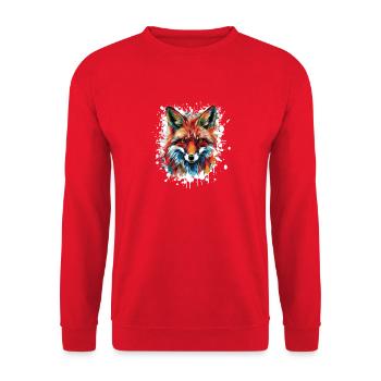 Watercolor Fox Head - Unisex Sweatshirt - red - Front - Alina (178cm) & Michal (187cm)