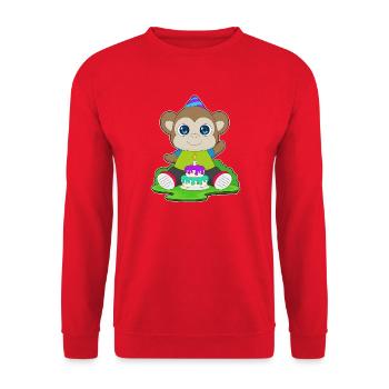 Gâteau d’anniversaire singe - Sweat-shirt Unisexe - rouge - Devant - Alina (178cm) & Michal (187cm)
