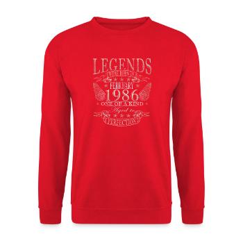 Anniversaire février 1986 Cadeau Vintage Limited - Sweat-shirt Unisexe - rouge - Devant - Alina (178cm) & Michal (187cm)