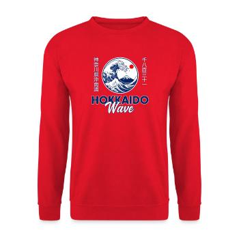 Hokkaido Wave Küstenkultur - Unisex Pullover - Rot - Vorne - Alina (178cm) & Michal (187cm)