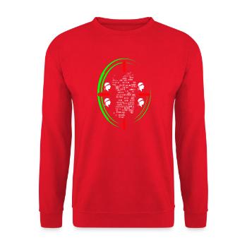 T-shirt souvenir Quattro mori Sardaigne avec carte - Sweat-shirt Unisexe - rouge - Devant - Alina (178cm) & Michal (187cm)