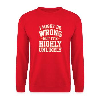 Je peux me tromper mais c’est un je-sais-tout très improbable - Sweat-shirt Unisexe - rouge - Devant - Alina (178cm) & Michal (187cm)