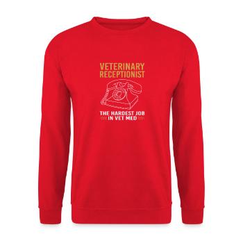 Vétérinaire, Secrétaire, Vétérinaire, Réceptionniste - Sweat-shirt Unisexe - rouge - Devant - Alina (178cm) & Michal (187cm)