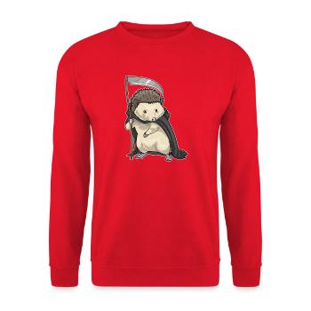 Hedgehog Halloween Grim Reaper - Unisex Sweatshirt - red - Front - Alina (178cm) & Michal (187cm)