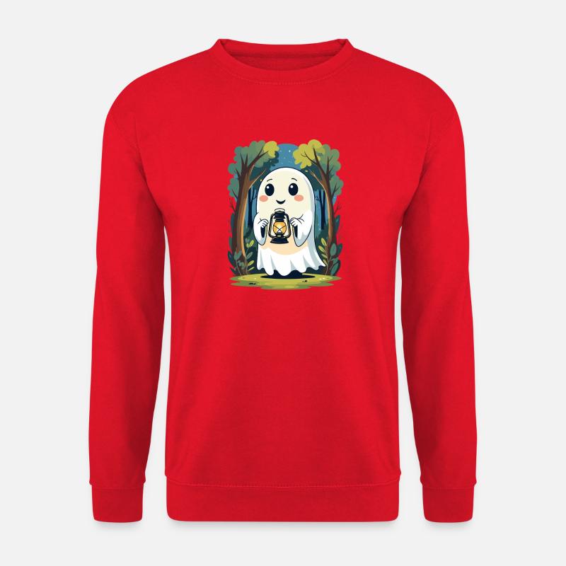 Laternengeist im nächtlichen Wald - Unisex Pullover - Rot