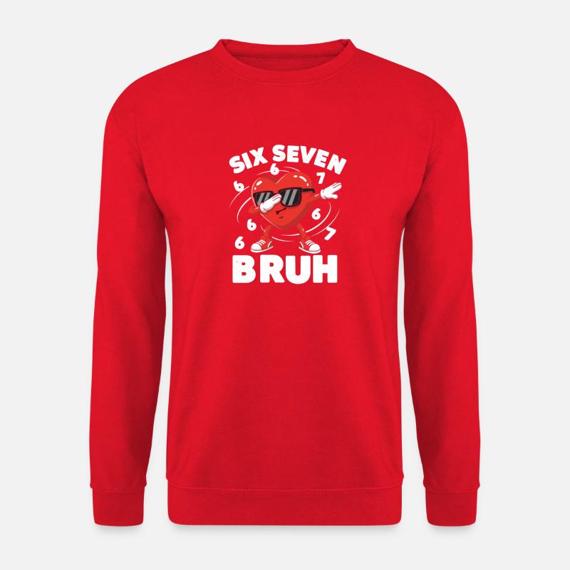 Six Seven Bruh Heart Cartoon - Unisex Pullover - Rot