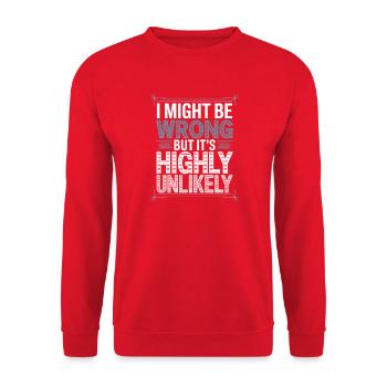 Might Be Wrong But Highly Unlikely Know-It-All - Unisex Sweatshirt - red - Front - Alina (178cm) & Michal (187cm)