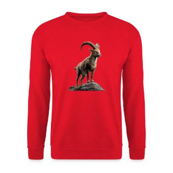 Steinbock Ziege Alpensteinbock Capricorn Ziegen - Unisex Pullover - Rot - Vorne - Alina (178cm) & Michal (187cm)