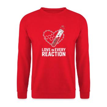 Liebe in jeder Reaktion - Unisex Pullover - Rot - Vorne - Alina (178cm) & Michal (187cm)