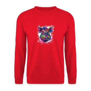 Colorful Wild Boar Portrait Splash - Unisex Sweatshirt - red - Front - Alina (178cm) & Michal (187cm)