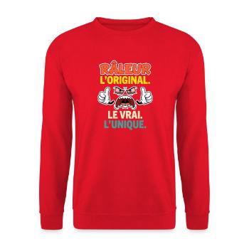 Râleur l'Original le Vrai l'Unique Haut Pour Rire - Sweat-shirt Unisexe - rouge - Devant - Alina (178cm) & Michal (187cm)