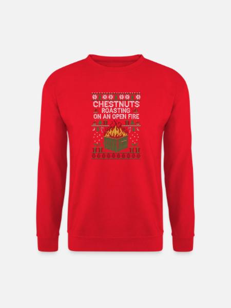 At riste kastanjer på en åben skraldespand - Unisex sweater - rød