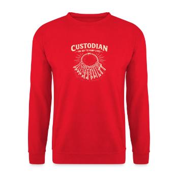Janitor – The Key to Many Lives (Lusti - Unisex Sweatshirt - red - Front - Alina (178cm) & Michal (187cm)