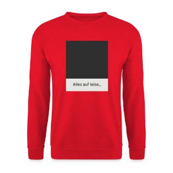 Alles auf leise – Weniger Lärm, mehr Gefühl - Unisex Pullover - Rot - Vorne - Alina (178cm) & Michal (187cm)