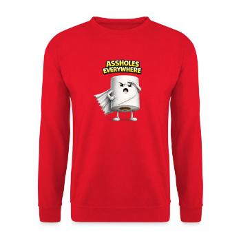 Assholes Everywhere 3D Humor Design - Unisex Sweatshirt - red - Front - Alina (178cm) & Michal (187cm)
