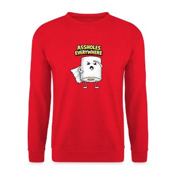 Assholes Everywhere Toilet Roll Hero - Unisex Sweatshirt - red - Front - Alina (178cm) & Michal (187cm)