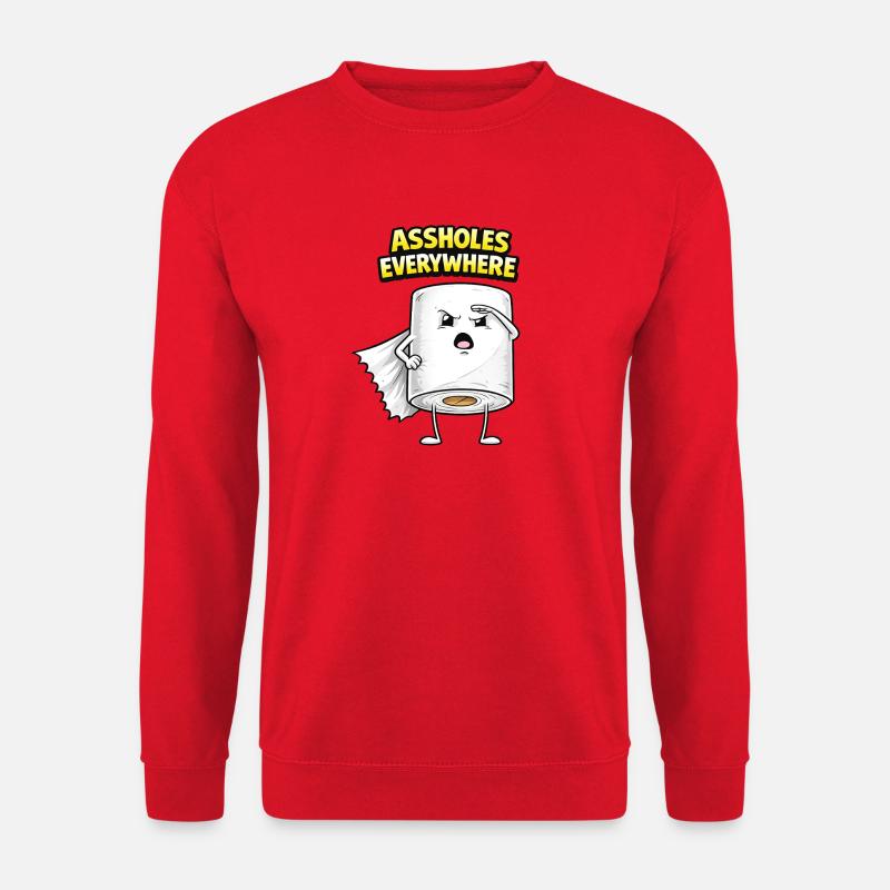 Assholes Everywhere Toilettenrollenheld - Unisex Pullover - Rot