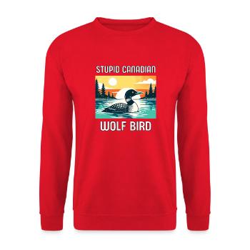 Loon Kanadischer Ungewöhnlicher Humor - Unisex Pullover - Rot - Vorne - Alina (178cm) & Michal (187cm)