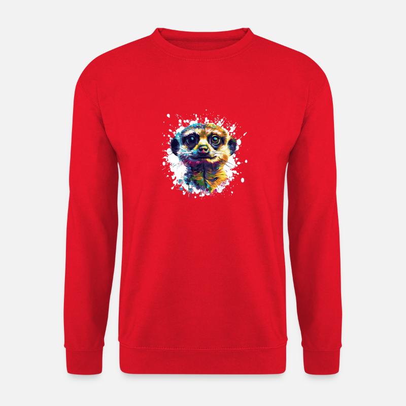 Erdmännchen Porträt Splash - Unisex Pullover - Rot