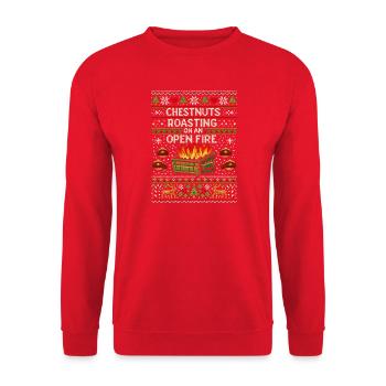 Roasting chestnuts on an open fire garbage can - Unisex Sweatshirt - red - Front - Alina (178cm) & Michal (187cm)