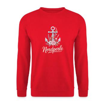 Nordperle Hamburg Nordsee Ostsee Norddeutsch Deern - Unisex Pullover - Rot - Vorne - Alina (178cm) & Michal (187cm)