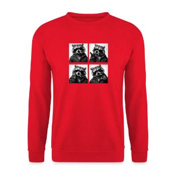 Waschbär Noir Vierfach: Sonnenbrille Zigarette - Unisex Pullover - Rot - Vorne - Alina (178cm) & Michal (187cm)