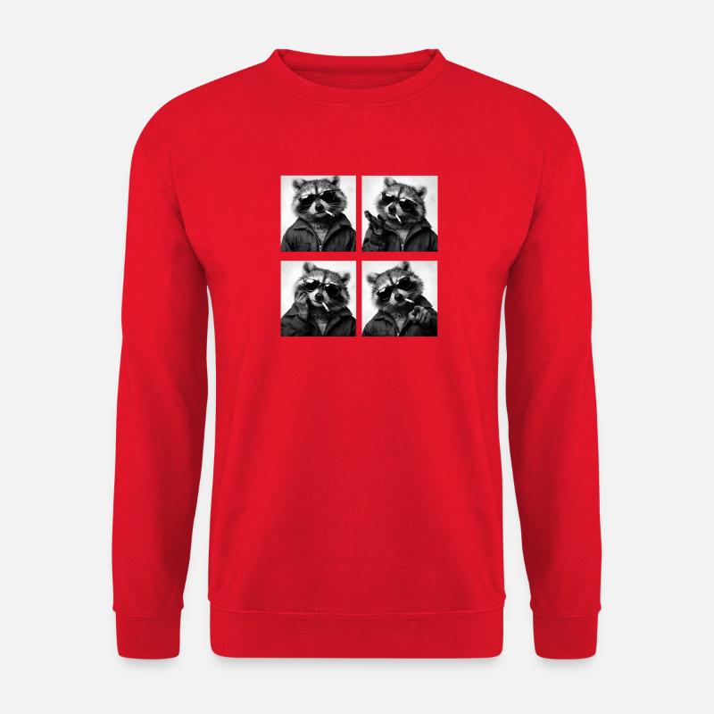 Waschbär Noir Vierfach: Sonnenbrille Zigarette - Unisex Pullover - Rot