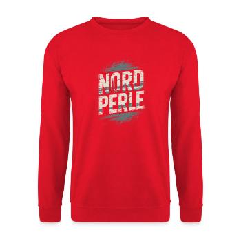 Nordperle Hamburg Nordsee Ostsee Norddeutsch Deern - Unisex Pullover - Rot - Vorne - Alina (178cm) & Michal (187cm)