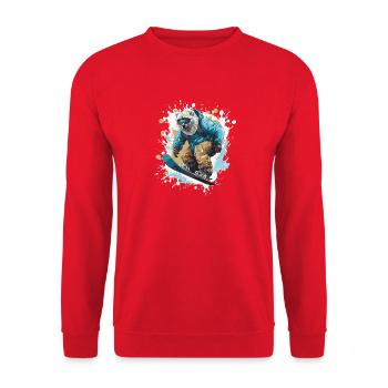 Polar Bear Snowboard Polar Bear - Unisex Sweatshirt - red - Front - Alina (178cm) & Michal (187cm)