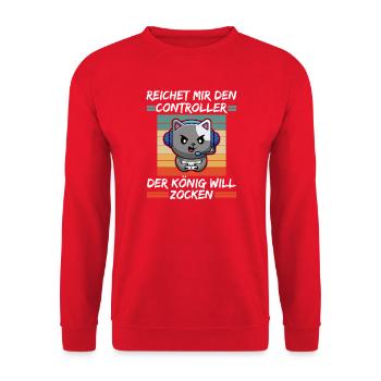 Gaming Vintage King Wants to Play - Unisex Sweatshirt - red - Front - Alina (178cm) & Michal (187cm)
