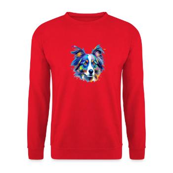 Australian Shepherd Aussie Dog Colorful Art - Unisex Sweatshirt - red - Front - Alina (178cm) & Michal (187cm)