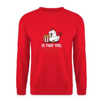 C’est toi, frère ? Mème drôle de pépites de poulet - Sweat-shirt Unisexe - rouge - Devant - Alina (178cm) & Michal (187cm)