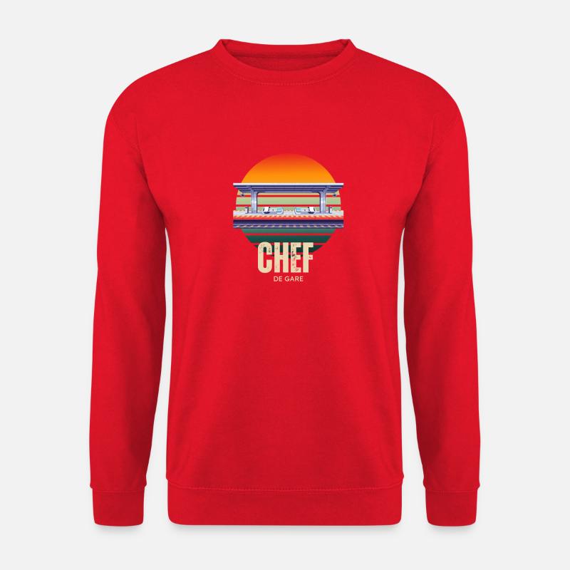 Station Master Retro Sunset Train - Unisex Pullover - Rot