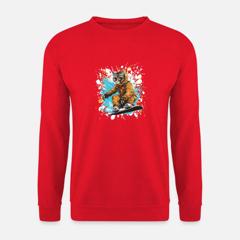 Katze Snowboard - Unisex Pullover - Rot