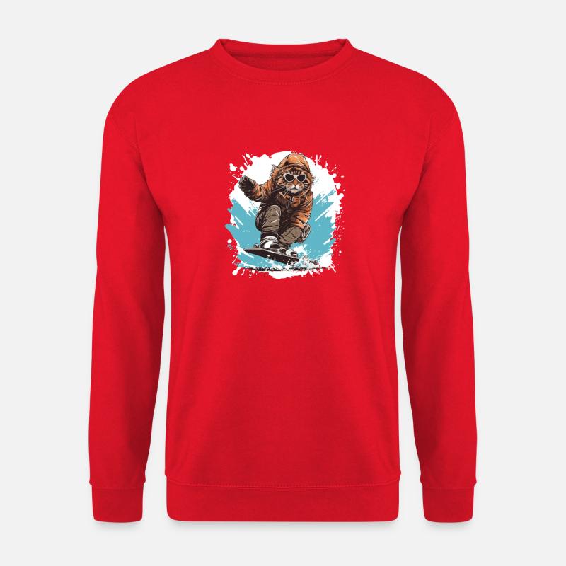 Cat Snowboard - Unisex Sweatshirt - red