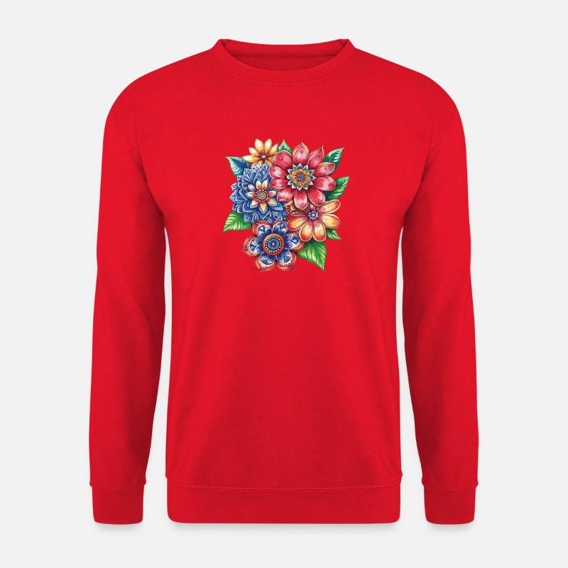 Farbexplosion Blütenbouquet - Unisex Pullover - Rot