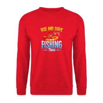 Angler Fischer Petrijünger Spruch Angeln Lustig - Unisex Pullover - Rot - Vorne - Alina (178cm) & Michal (187cm)