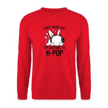 Ruhiger Hase, der K-Pop hört - Unisex Pullover - Rot - Vorne - Alina (178cm) & Michal (187cm)