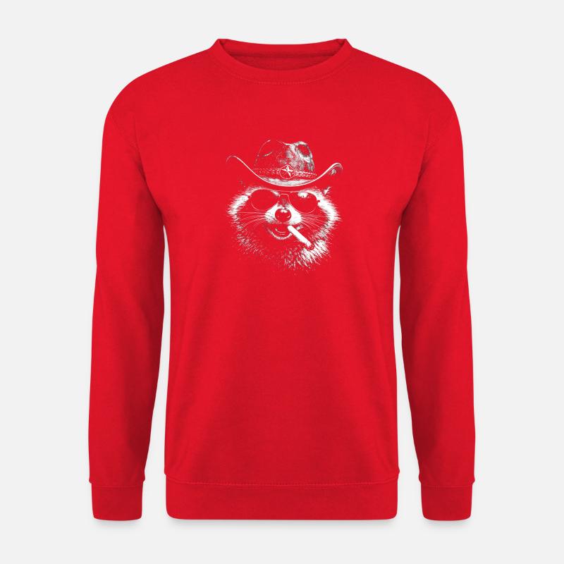 Waschbär Cowboy mit Zigarre - Unisex Pullover - Rot