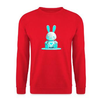Leuchtender Bunny Roboter mit Herz - Unisex Pullover - Rot - Vorne - Alina (178cm) & Michal (187cm)