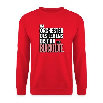 Orchestra of Life Recorder Design - Unisex Sweatshirt - red - Front - Alina (178cm) & Michal (187cm)