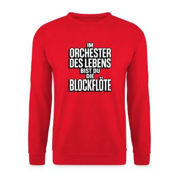 Orchestra of Life Recorder Design - Unisex Sweatshirt - red - Front - Alina (178cm) & Michal (187cm)