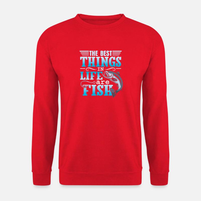 Fischer Fisch Angel Sprüche Lustig Angler - Unisex Pullover - Rot