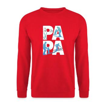 Aventure de ski Papa et Enfant - Sweat-shirt Unisexe - rouge - Devant - Alina (178cm) & Michal (187cm)